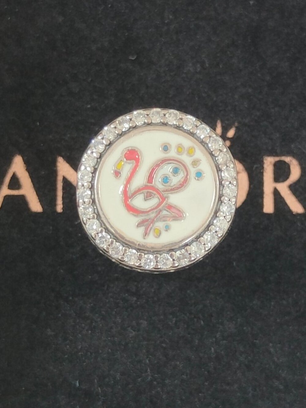 Pandora Nassau Logo Flamingo Charm Bead S925 Silver with box